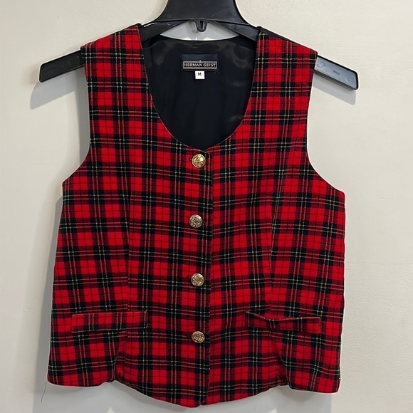 Herman Geist Jackets & Blazers - HERMAN Geist plaid vest size M